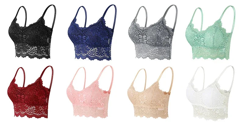 Sujetador de encaje Top Bralette cómodo Color sólido