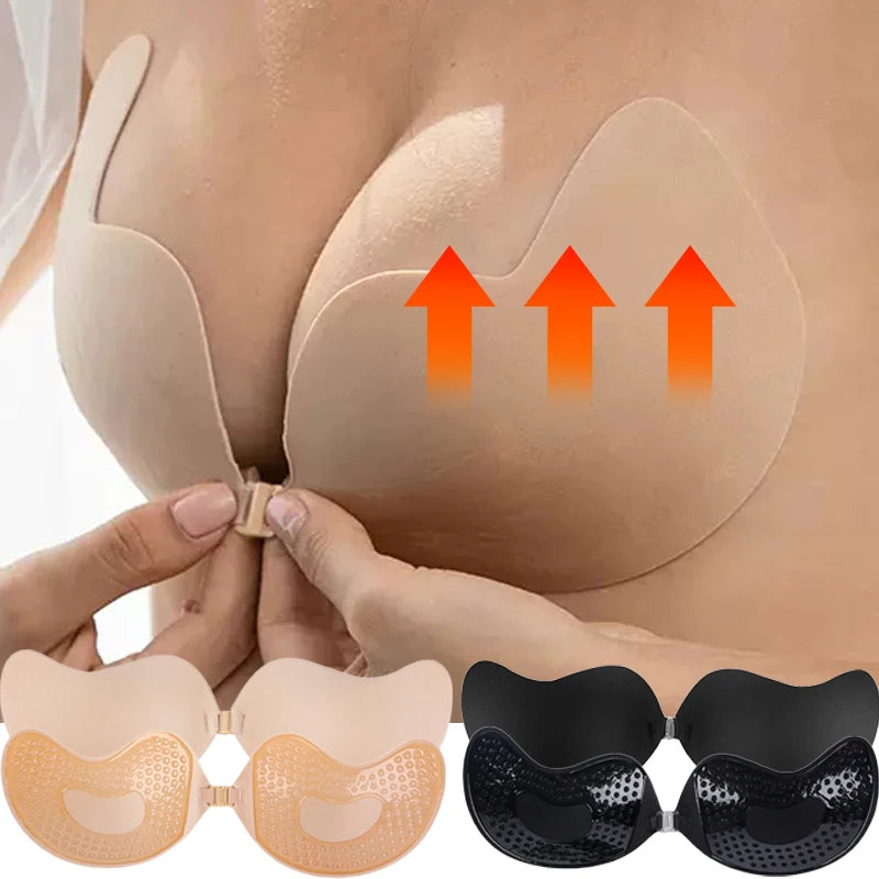 Sujetador push up invisible para mujer, sin espalda, sin tirantes y sin costuras.