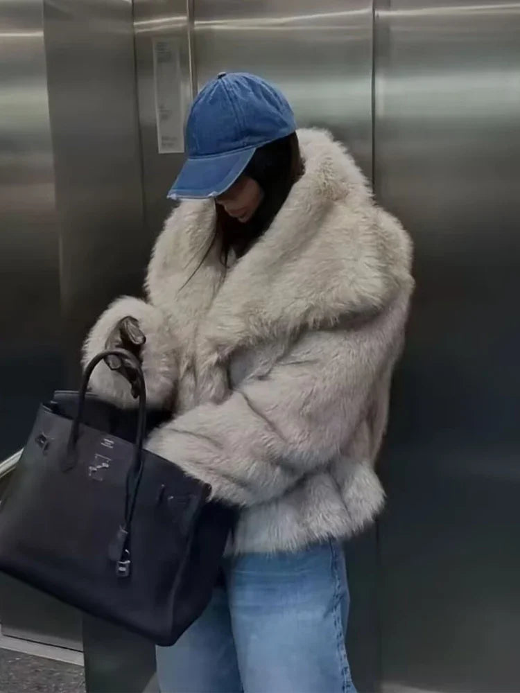 Abrigo de piel sintética de felpa esponjosa para mujer 2026 Otoño Invierno Novedades en prendas de abrigo