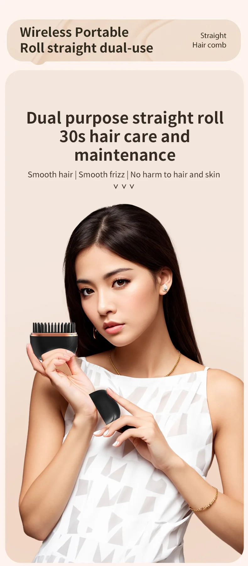 Neuer Mini-Haarglätter, wiederaufladbar, tragbar, mit Verbrühungsschutz, kabellos, USB-Ladefunktion