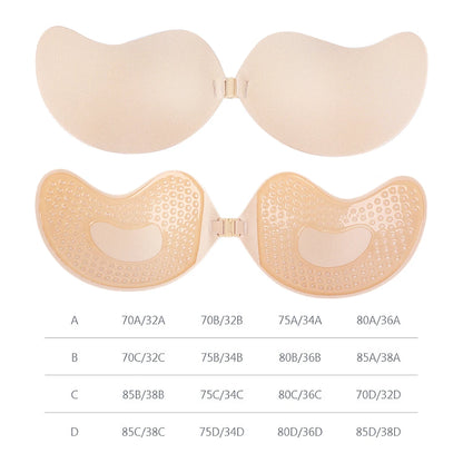 Sujetador push up invisible para mujer, sin espalda, sin tirantes y sin costuras.