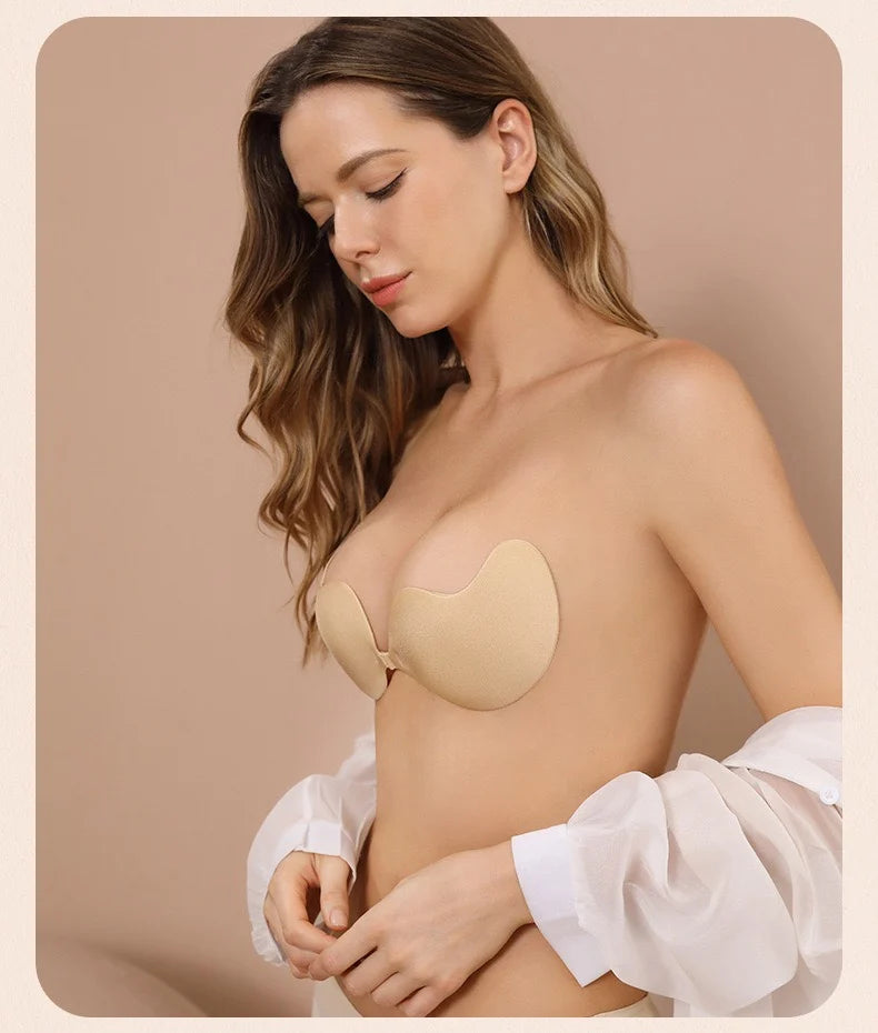Sujetador push up invisible para mujer, sin espalda, sin tirantes y sin costuras.
