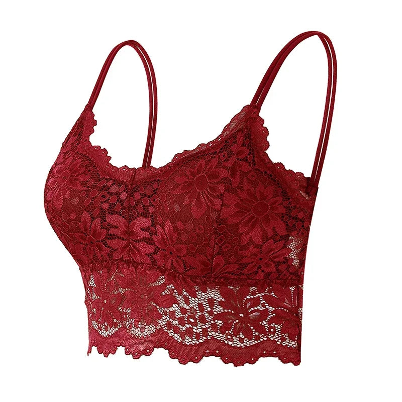 Sujetador de encaje Top Bralette cómodo Color sólido