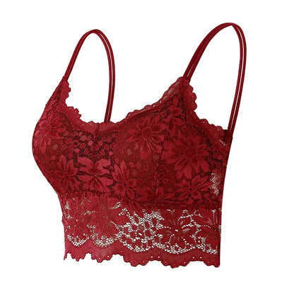 Sujetador de encaje Top Bralette cómodo Color sólido