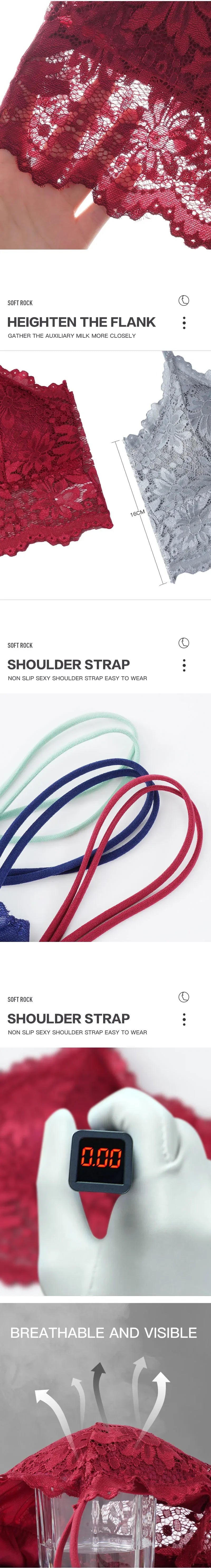 Spitzen-BH-Top, bequemes Bralette, einfarbig