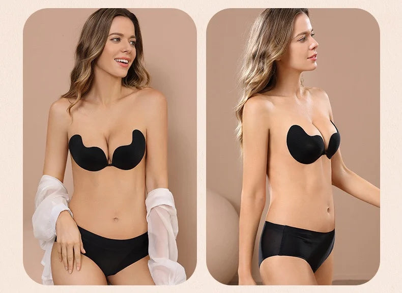 Sujetador push up invisible para mujer, sin espalda, sin tirantes y sin costuras.