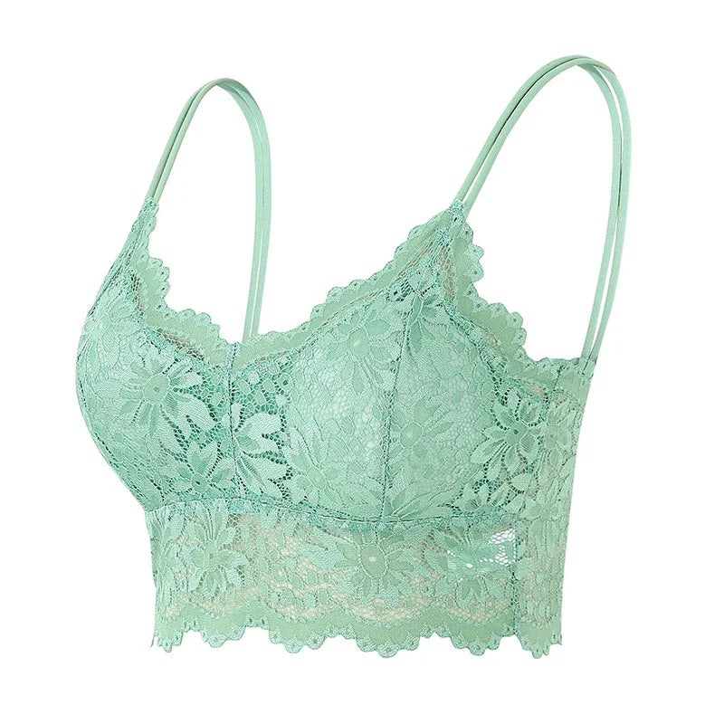 Sujetador de encaje Top Bralette cómodo Color sólido